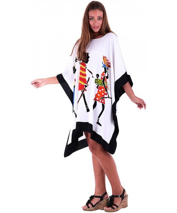 Womens Poncho Dress Short Tunic Swim Cover Up Kaftan Plus Size - Women White - C112N0K79XN $25.93-Cover-Ups