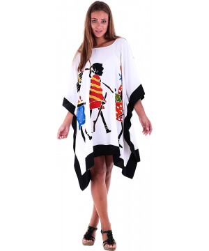 Womens Poncho Dress Short Tunic Swim Cover Up Kaftan Plus Size - Women White - C112N0K79XN $25.93-Cover-Ups