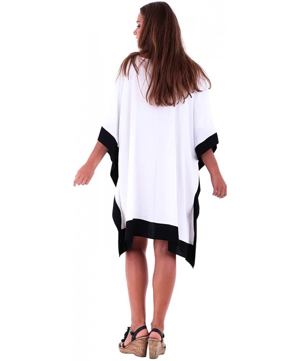 Womens Poncho Dress Short Tunic Swim Cover Up Kaftan Plus Size - Women White - C112N0K79XN $25.93-Cover-Ups