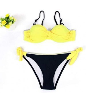 Swimsuits for Womens- Womens Padded Push-up Bra Bikini Set Swimsuit Bathing Suit Swimwear Beachwear - Yellow - CK18MH5QSS9 $1...