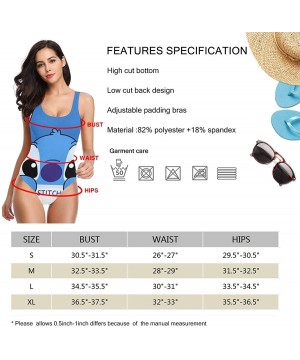 Women's One Piece Swimsuits High Cut Low Back Bikini U Neck Bathing Suits Sexy Backless Lilo Love Stitch Swimwear 1 - C6197EU...