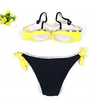 Swimsuits for Womens- Womens Padded Push-up Bra Bikini Set Swimsuit Bathing Suit Swimwear Beachwear - Yellow - CK18MH5QSS9 $1...