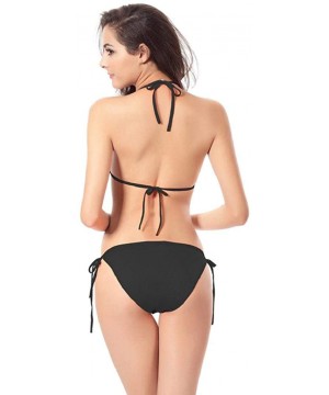 Women Push-up Bra Bikini Set Bathing Suit Bandeau Bandage Halter Bikini Top Swimsuit Swimwear - Black - C718U479D7E $8.24-Sets