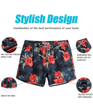 Mens Boys 80s 90s Vintage 4 Way Stretch Swim Trunks with Mesh Lining Quick Dry Swim Suits Board Shorts - 851318-black - C719C...