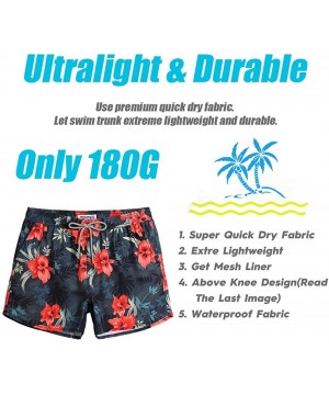 Mens Boys 80s 90s Vintage 4 Way Stretch Swim Trunks with Mesh Lining Quick Dry Swim Suits Board Shorts - 851318-black - C719C...