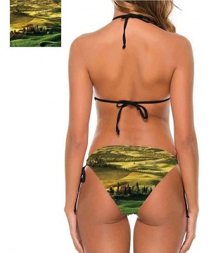 Bikini Swimsuits with Tie-Side Cheeky Cobblestone Doorway to House - Multi 11 - CB190EXTWCO $31.20-Tankinis