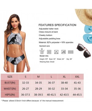 Dinosaur Ridng Bicycle Moon Night Womens Halter Bikini Set Sexy Push Up Bikini Two Piece Swimsuit - Black - CH18TXXW87R $19.9...