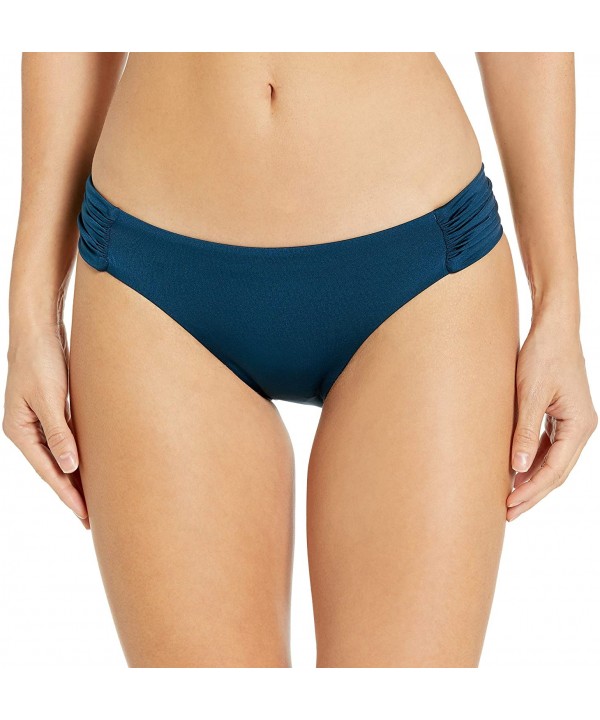 Women's Side Shirred Hipster Bikini Swimsuit Bottom - Ink Blue//Seduction - C218XQY7L09 $8.92-Tankinis