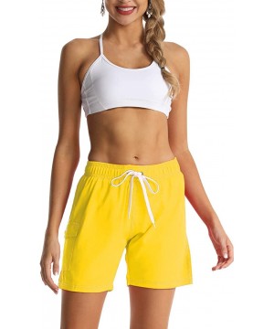 Women's Board Shorts Quick Dry Drawstring Sports Summer Bottom Swim Shorts with Pocket - 26150 Yellow - CW18UEME0ZS $14.51-Bo...