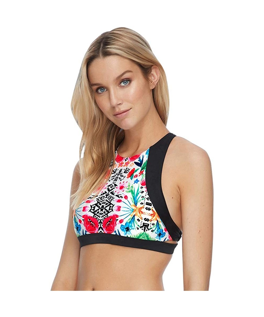 Junior's Reflection Penelope High Neck Bikini Top - Multi - C517Z3GXOEH $20.73-Tops