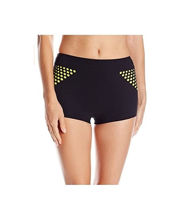 Women's Sport Boyshort Swimsuit Bottom - Edge Black - C612CFGKK3Z $23.71-Bottoms