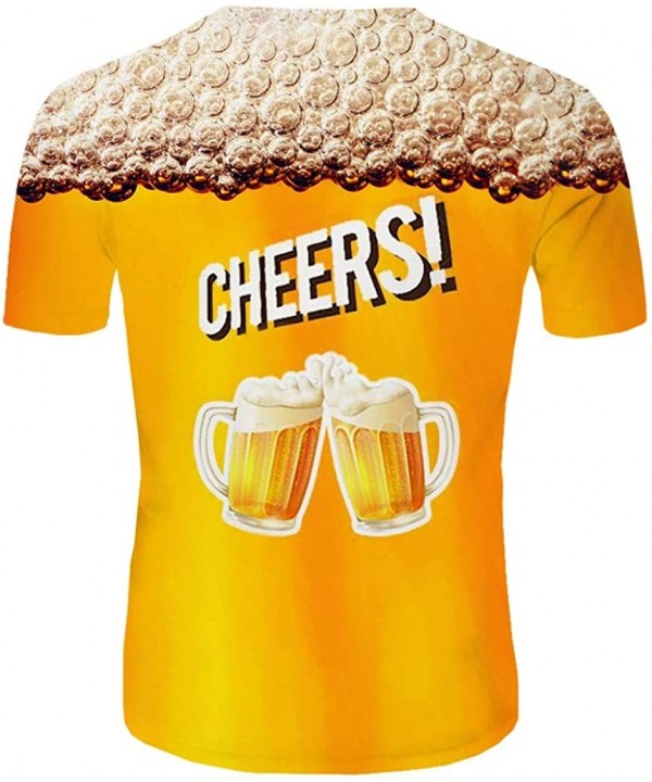 Men's Summer Top 3D Beer Printed Short Sleeves Comfort Blouse - L - CJ18UZZDL8X $23.19-Rash Guards