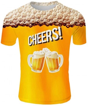 Men's Summer Top 3D Beer Printed Short Sleeves Comfort Blouse - L - CJ18UZZDL8X $23.19-Rash Guards