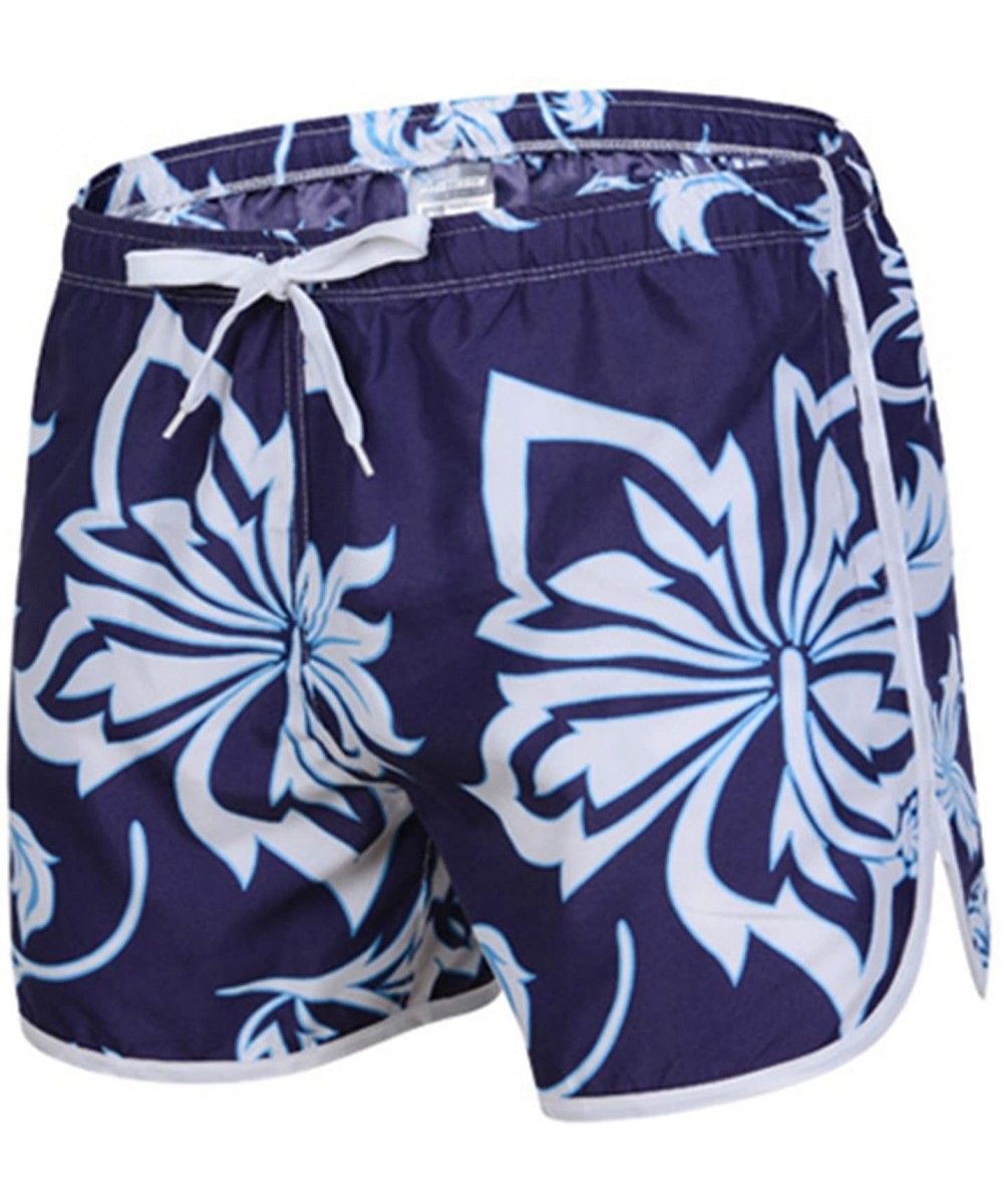 Mens Quick-Drying Swimwear Printed Tropical Style Beach Shorts - Purple Flower - CX12JF9QKY3 $12.62-Racing