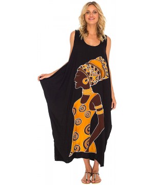 Womens Loose Dress Casual Beach Cover up Tank Dress Plus Size Sundress - Woman Design Black - CT18NXCE6NZ $39.84-Cover-Ups