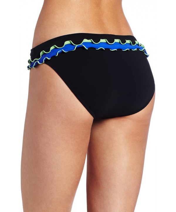 Women's Lettuce Ruffle Foldover Swimsuit Bottom - Tricolore Black - CN11607JARR $45.49-Tankinis