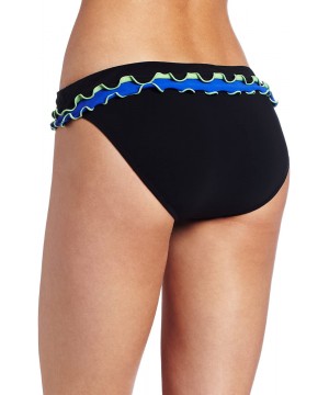 Women's Lettuce Ruffle Foldover Swimsuit Bottom - Tricolore Black - CN11607JARR $45.49-Tankinis