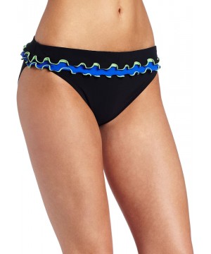 Women's Lettuce Ruffle Foldover Swimsuit Bottom - Tricolore Black - CN11607JARR $45.49-Tankinis