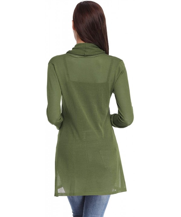 Womens Casual Long Sleeve Open Front Cardigan Sweater - Green - CE18S403U56 $28.17-Cover-Ups