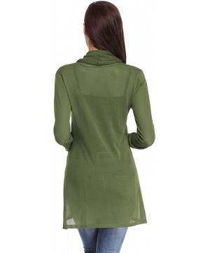 Womens Casual Long Sleeve Open Front Cardigan Sweater - Green - CE18S403U56 $28.17-Cover-Ups