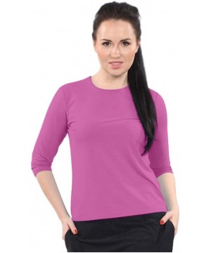 Women's Modest Swim- Running and Exercise 3-4 Sleeve Shirt - Bubble Gum Pink - C0188YZO5ZC $24.89-Rash Guards