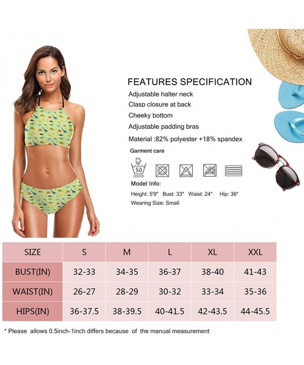 Women Girls Halter Bikini Set Beach Sport 2-Pcs Swimsuit- Triangle Bikini - Black10 - CB190X3XTID $40.57-Sets