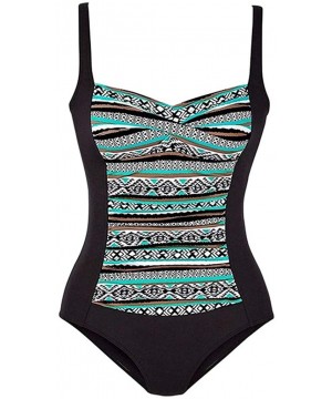 Women's Summer One Piece Swimsuit Vintage Print Halter Bikini Swimwear - Green - CL18U7HECCU $30.80-Rash Guards