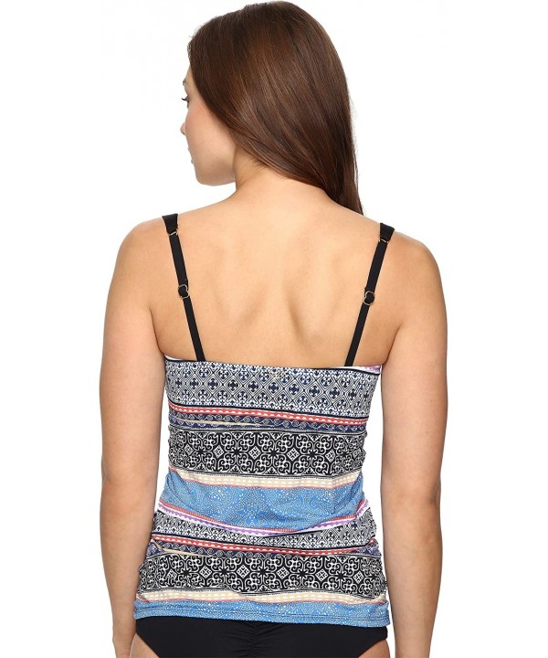 Women's Batik Stripe Twist Front Over The Shoulder Tankini - Black - CC12MOZM2JR $47.41-Tankinis