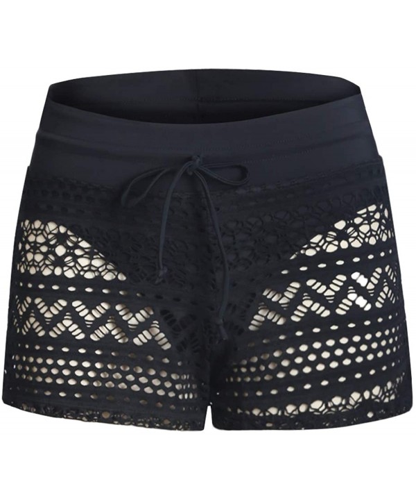 Women's Lace Crochet Skirted Bikini Bottom Swimsuit Shorts Skort Flattering Swimdress - Black Lace - CW18N89EL0T $13.24-Board...