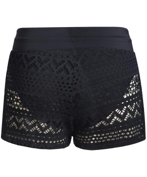 Women's Lace Crochet Skirted Bikini Bottom Swimsuit Shorts Skort Flattering Swimdress - Black Lace - CW18N89EL0T $13.24-Board...