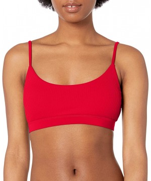 Women's ARO Bralette Bikini Top Swimsuit - Ibiza Ribbed True Red - CY18Z05Q57C $29.26-Tops