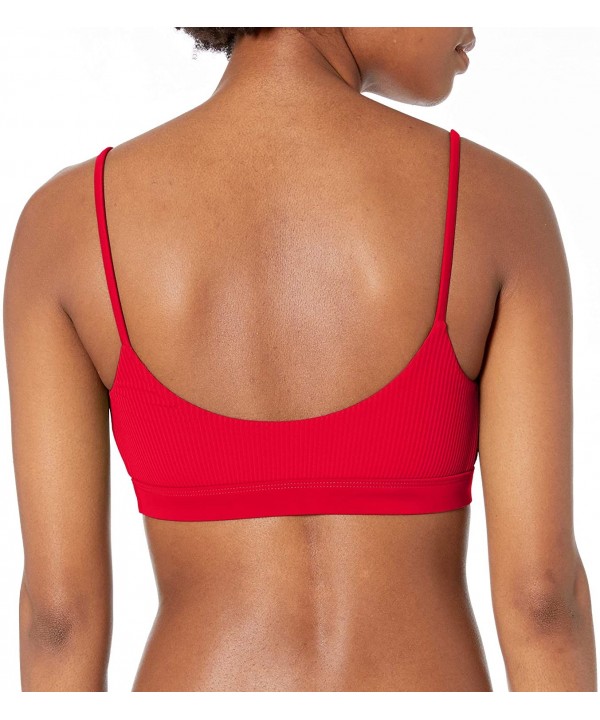 Women's ARO Bralette Bikini Top Swimsuit - Ibiza Ribbed True Red - CY18Z05Q57C $29.26-Tops