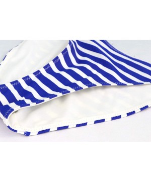 Women's Two Pieces Bandeau Bikini Swimsuits Stripe Halter Swimwear Bathing Suit for Women Blue and White Striped - CK17YWS2ZE...