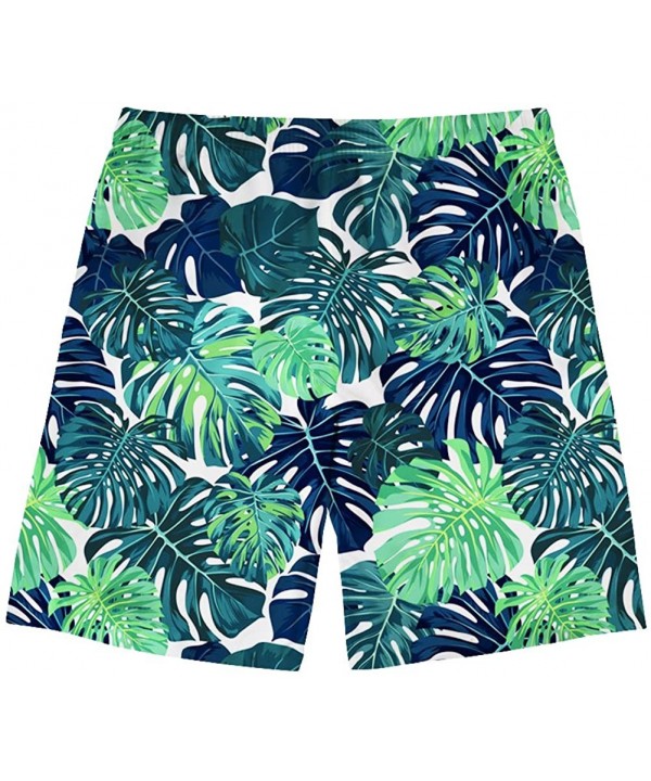 Quick Drying Summer Beachwear Mens Boys Swim Trunks Board Shorts Mesh Lining Breechcloth - Green Palm Leaf - CQ196453TN6 $22....