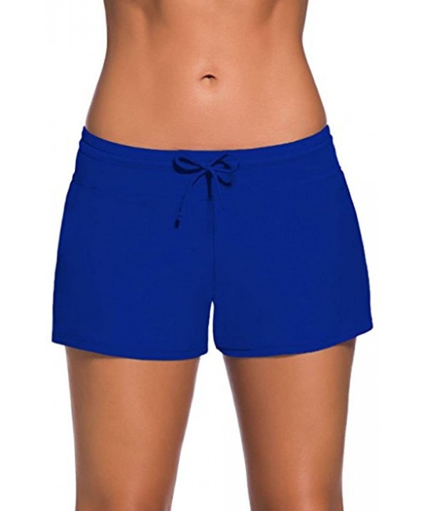 Women Sports Summer Bottom Slit Swim Beach Board Shorts - A Blue - CX17AAMSTGH $18.35-Board Shorts