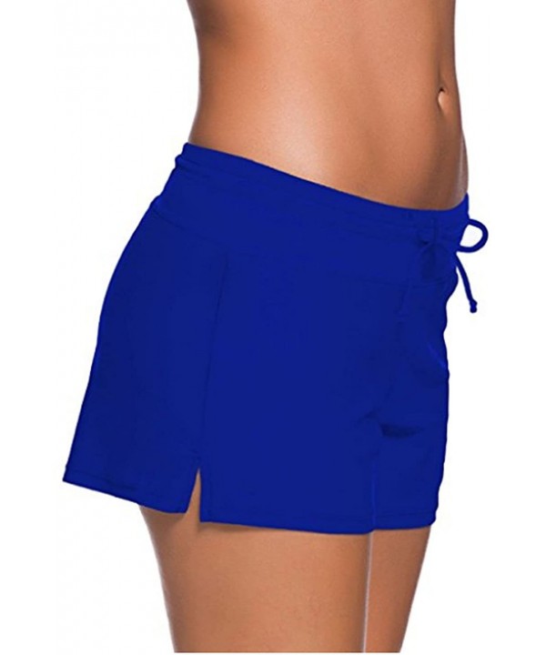 Women Sports Summer Bottom Slit Swim Beach Board Shorts - A Blue - CX17AAMSTGH $18.35-Board Shorts