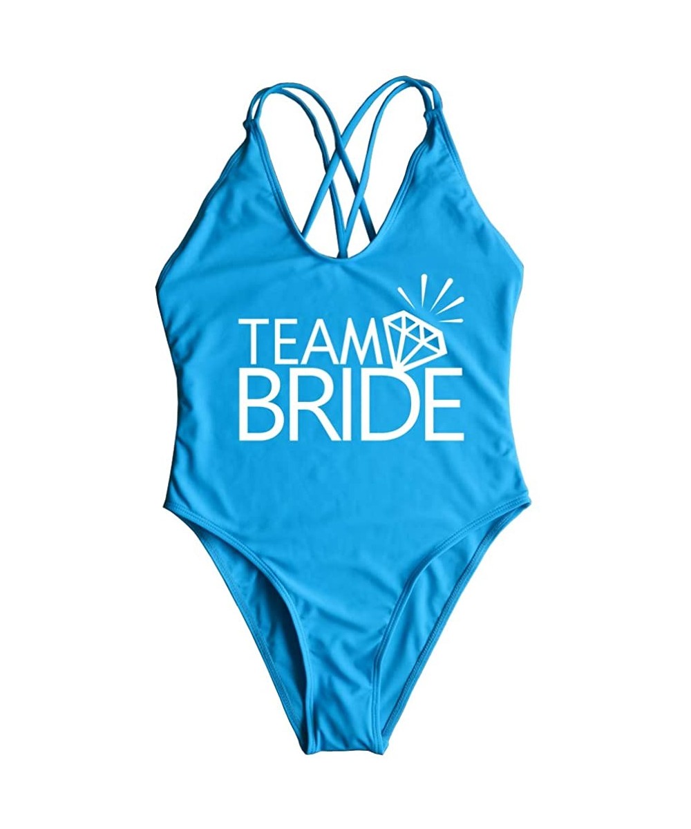 Wife of The Party Swimsuit Bridal Wifey Bride Swimming Costume Monokini Swim 90S 80S Strappy Back Personalised - Teambride-bl...