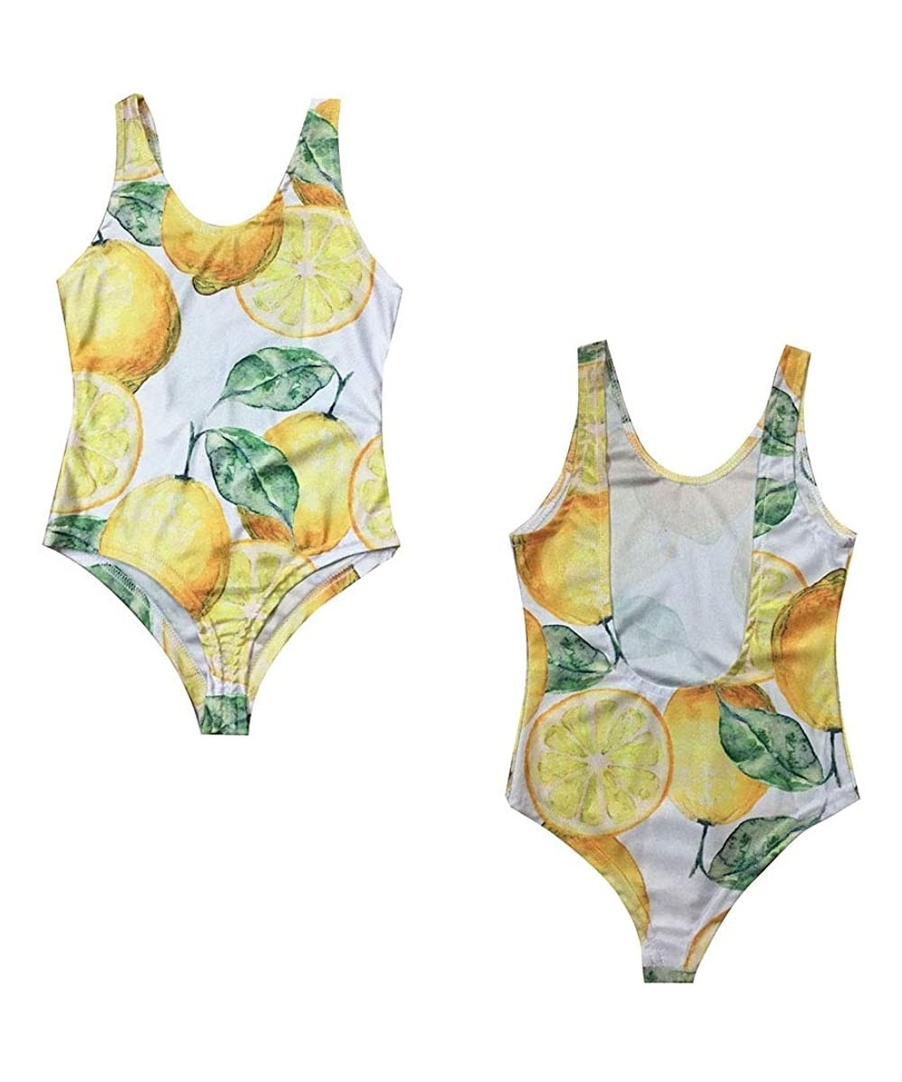 Women Girls Bikini Sets Lemon Family Matching Mother Daughter Bathing Suit Swimsuit Swimwear-One-Piece/Halter Neck/Two-Piece ...