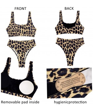 Womens Tank Crop Top High Waisted Cheeky Two Piece Bikini Sets Swimsuits - 1-brown Leopard - CE18T07C8DA $14.93-Sets