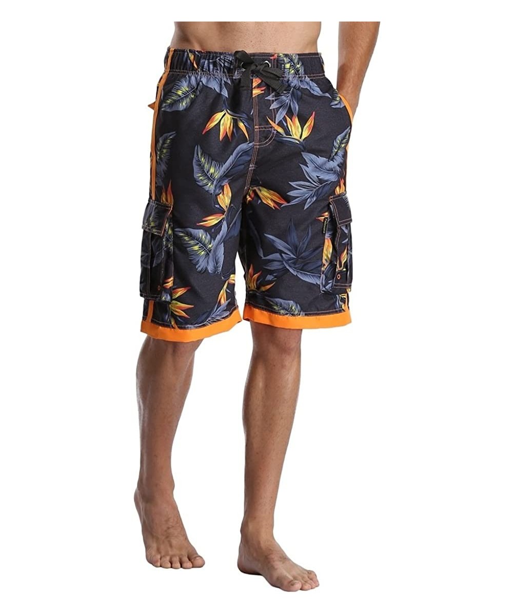 Men's Quick Dry Beach Board Shorts Printed Swim Trunks Floral Casual Swim Shorts with Pockets - Navy - C1184WK4SEW $14.31-Boa...