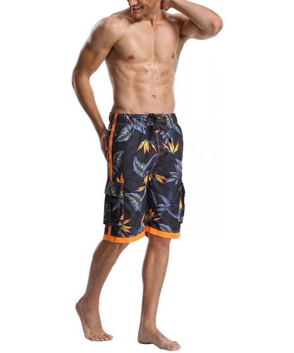 Men's Quick Dry Beach Board Shorts Printed Swim Trunks Floral Casual Swim Shorts with Pockets - Navy - C1184WK4SEW $14.31-Boa...