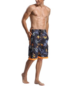 Men's Quick Dry Beach Board Shorts Printed Swim Trunks Floral Casual Swim Shorts with Pockets - Navy - C1184WK4SEW $14.31-Boa...