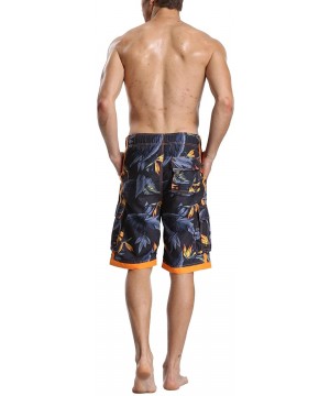 Men's Quick Dry Beach Board Shorts Printed Swim Trunks Floral Casual Swim Shorts with Pockets - Navy - C1184WK4SEW $14.31-Boa...