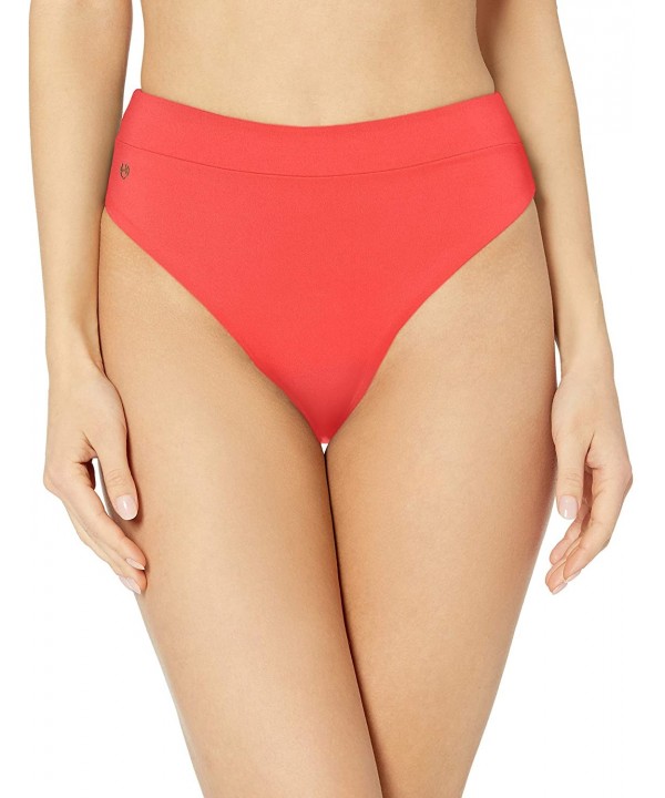 Women's Suzy Q Reversible High Waist Bikini Bottom Swimsuit - Samba Bright Red/Blue Geo - CA18NAI50L5 $44.03-Bottoms