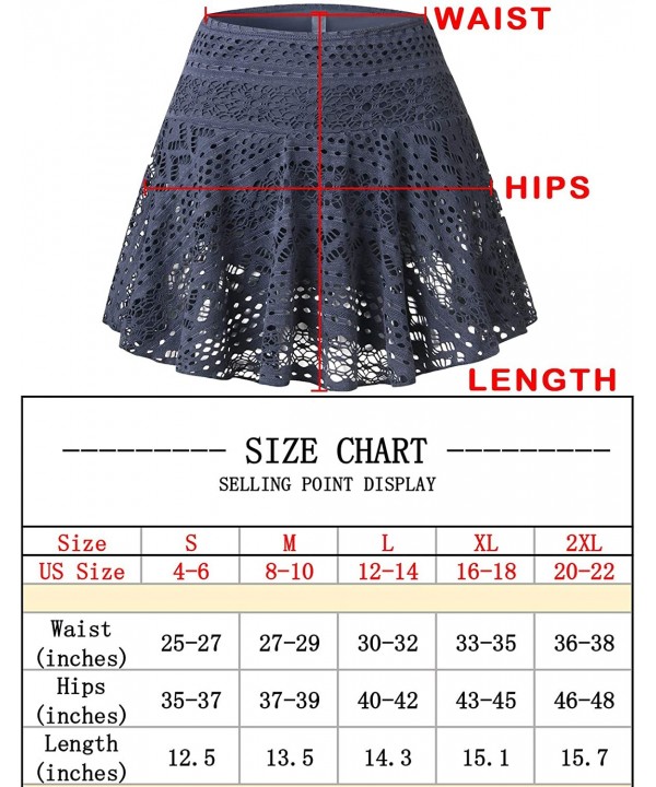 Womens Crochet Lace Swim Skirt Bikini Shirred Tankini Bottom Sport Beach Swimsuit - Grey - C918SC4ATTS $16.61-Bottoms