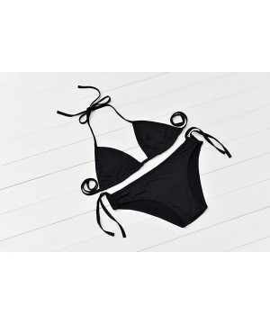 Skimpy Bikini-Women Bikini Set Push-up Bandeau Bra Bandage Swimsuit Bathing Suit Swimwear - Black - C81946765NS $8.94-Sets