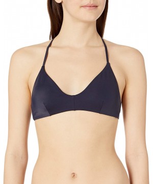 Women's Solid Cross Back Bikini Top - Poseidon Blue - CX18EQYLCTK $29.89-Tops