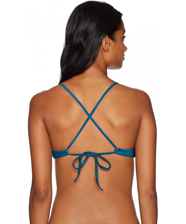 Women's Solid Cross Back Bikini Top - Poseidon Blue - CX18EQYLCTK $29.89-Tops