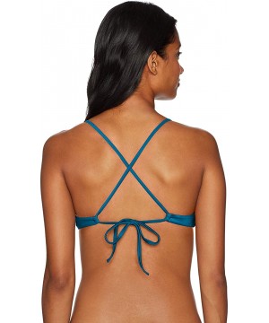 Women's Solid Cross Back Bikini Top - Poseidon Blue - CX18EQYLCTK $29.89-Tops