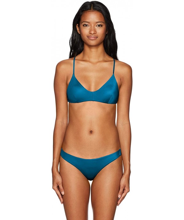 Women's Solid Cross Back Bikini Top - Poseidon Blue - CX18EQYLCTK $29.89-Tops